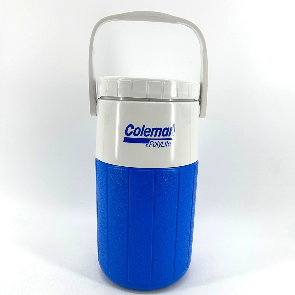 Vintage Coleman PolyLite 5590 Blue White 1 Gallon Water Jug Cooler Made in USA